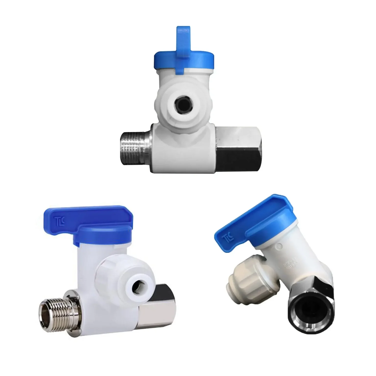 3/8″ FNPT x 3/8″ MNPT x 1/4″ PTC Angle Stop Adapter Valve - Acetal