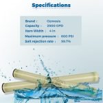 Ozmosis BW-4040 Reverse Osmosis Membrane 4"x40", Brackish Water Desalination, 99.6% Salt Rejection, Energy Efficient, Made with Premium Fiberglass Material for Home and Commercial Use