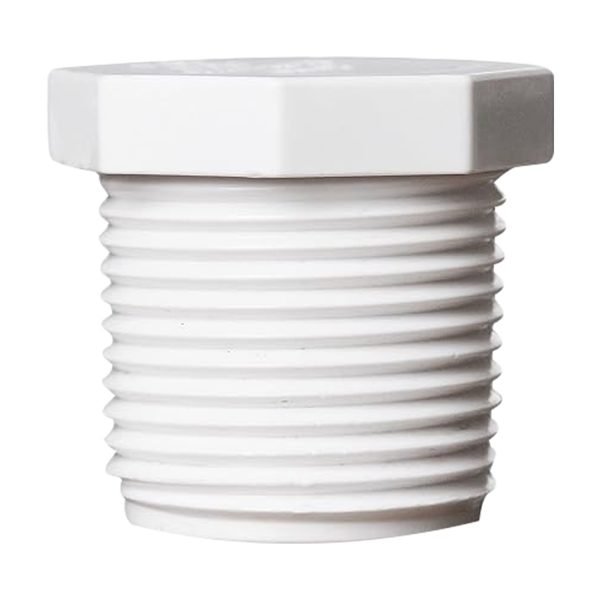 Coastal Water Filters Male Thread Plug for Home Sewer Plumbing Line | White