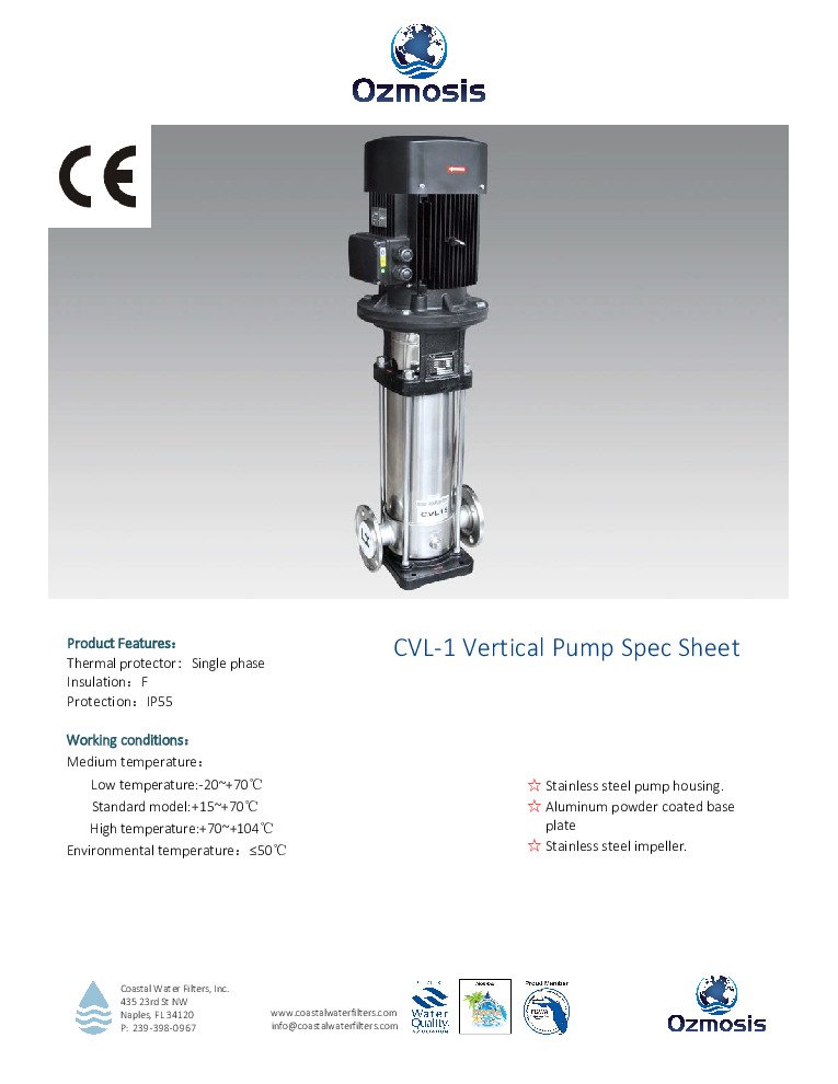 thumbnail of CVL-1 Vertical Pump Specs Sheet