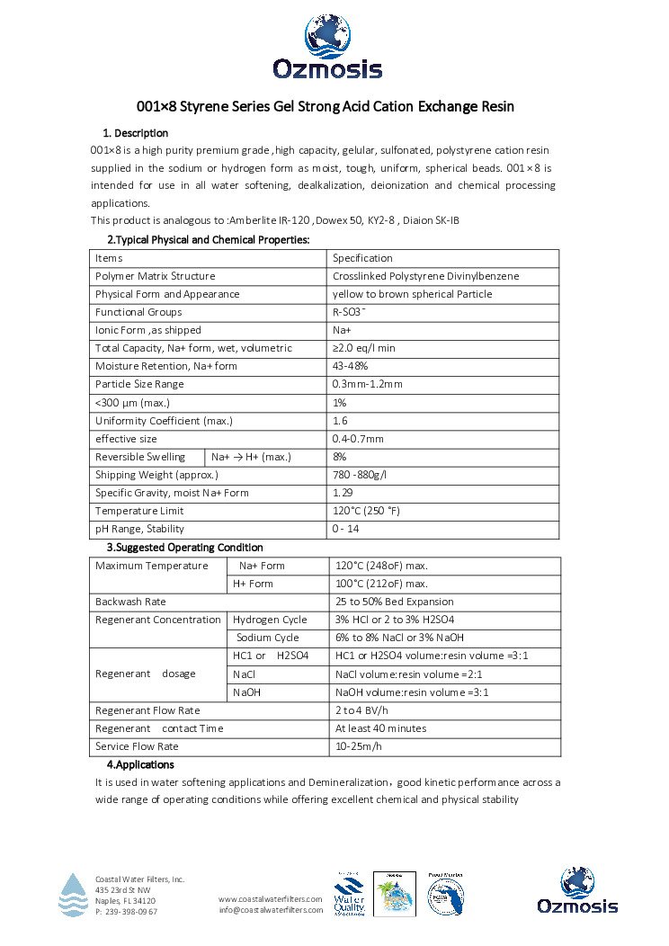 thumbnail of Ozmosis – 8% Cross Link Resin – Spec Sheet