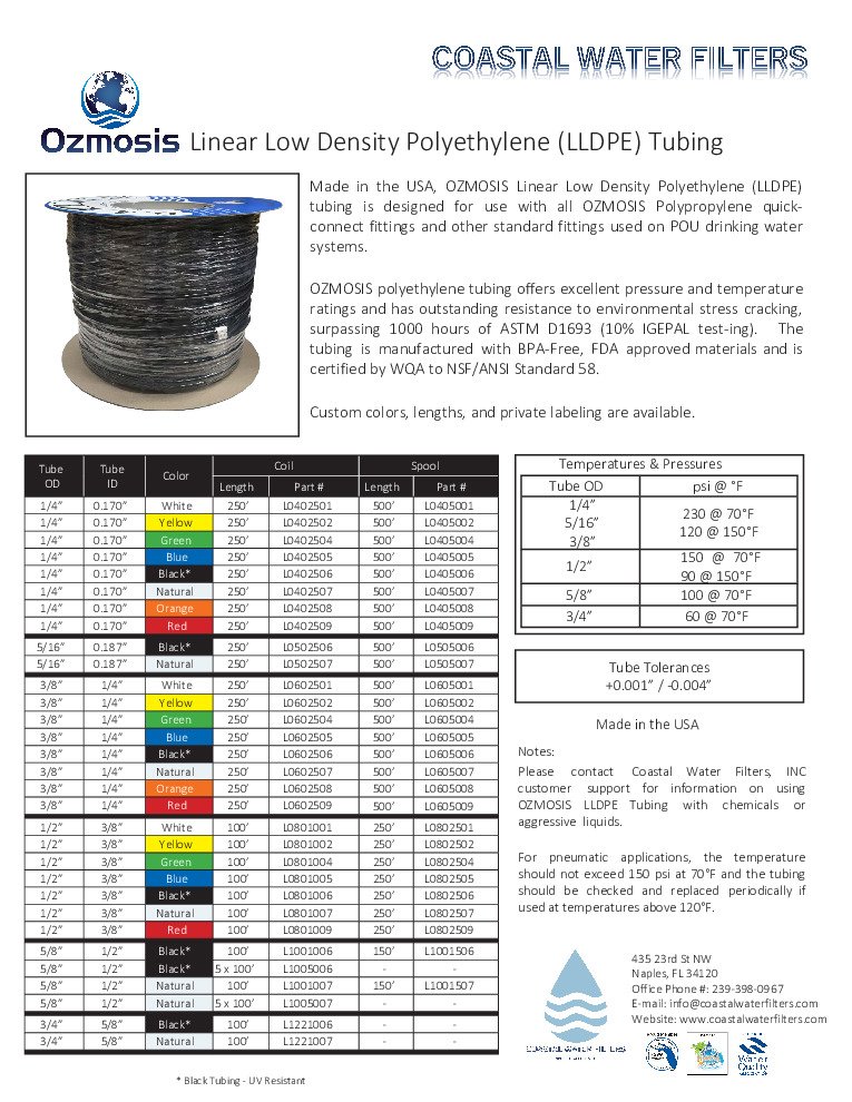 thumbnail of Ozmosis – LLDPE Tubing – Spec Sheet