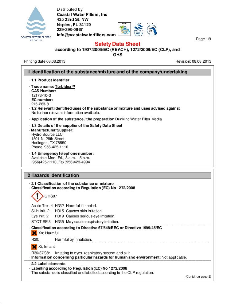 thumbnail of Turbidex – MSDS – 2013