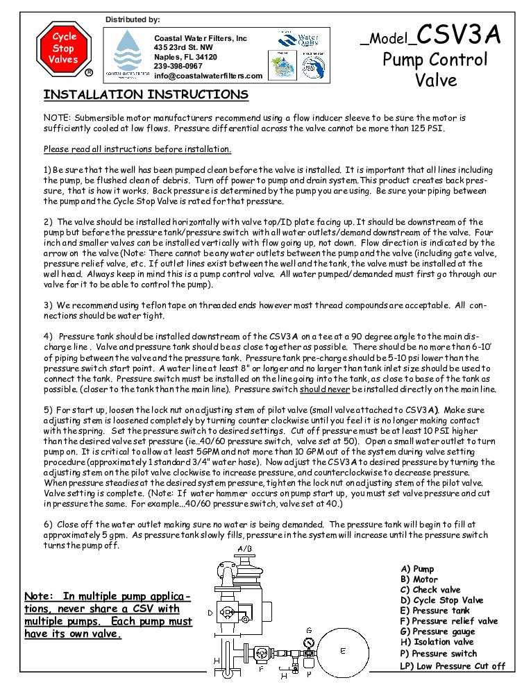 thumbnail of Cycle Stop Valves- CSV3A – Installation Instructions