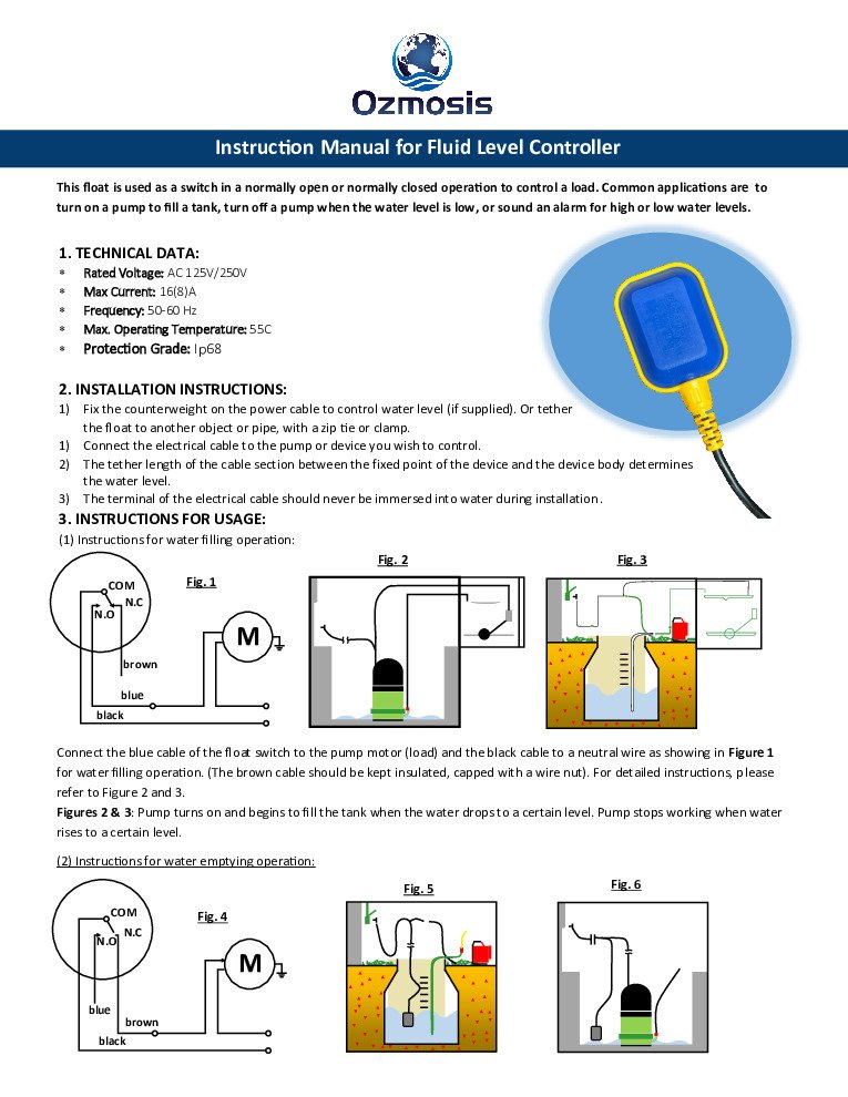 thumbnail of Ozmosis- Float Switch – Instruction Manual