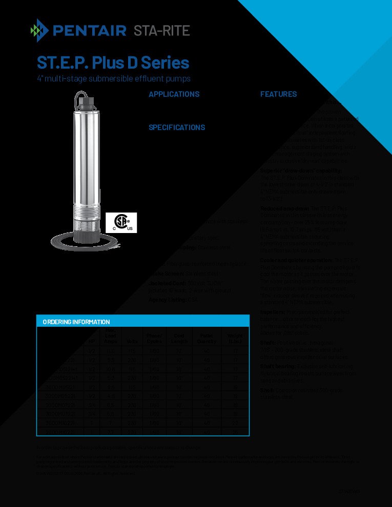 thumbnail of Sta-Rite ST.E.P. Plus D Series Data Sheet