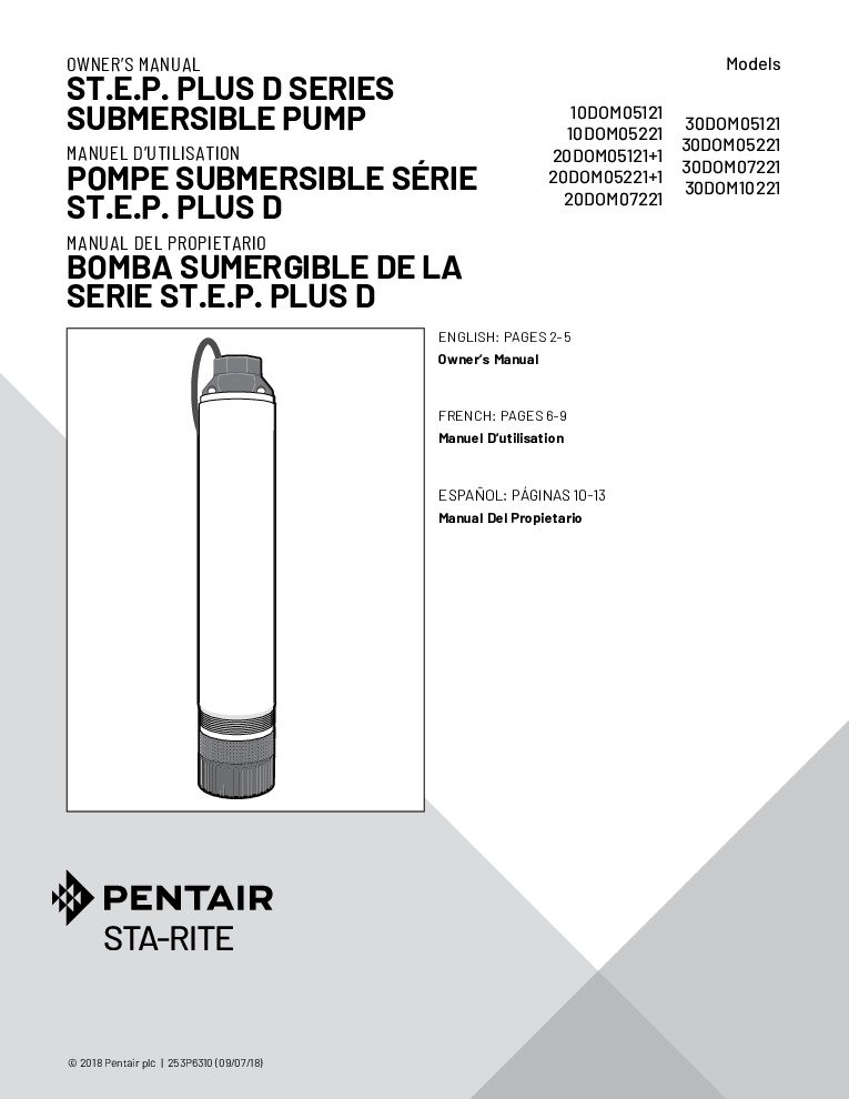 thumbnail of Sta-Rite ST.E.P. Plus D Series Submersible Pump Manual